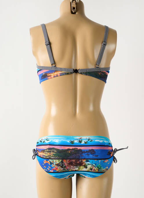 Costum de baie din două piese elasticitate sutien cupe întregi cu decolteu înalt albastru OLYMPIA femme