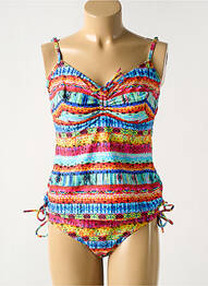 Tankini efect material satinat albastru NANA SUN femme