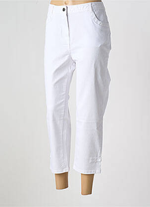 Pantalon trei sferturi buzunare alb FELINO femeie