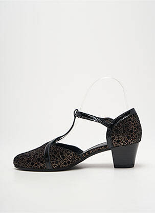 Sandale/pantofi decupați material neted toc de 4 la 6 cm negru ARTIKA SOFT femeie