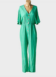 Salopetă-pantalon mâneci scurte mâneci scurte verde LAST QUEEN femme