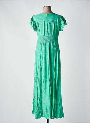 Rochie lungă imprimeu fantezie mâneci scurte verde LAST QUEEN femeie
