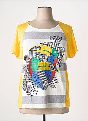 Tricou serigrafie flockată mâneci scurte galben BAGORAZ femeie