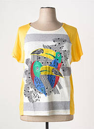 Tricou serigrafie flockată mâneci scurte galben BAGORAZ femme
