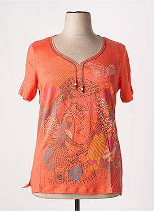 Tricou serigrafie flockată mâneci scurte portocalie BAGORAZ femeie