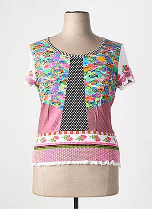 Tricou imprimeu fantezie mâneci scurte roz OLIVIER PHILIPS femeie