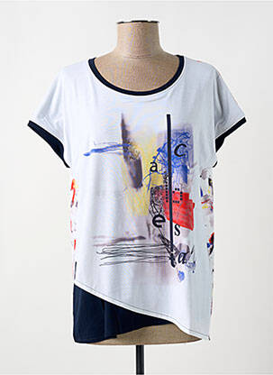 Tricou imprimeu fantezie mâneci scurte albastru LE CABESTAN femeie