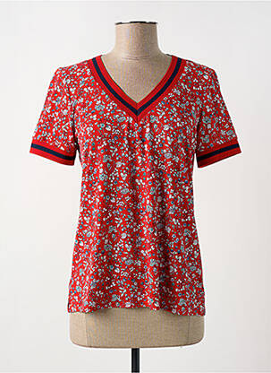 Tricou guler în v mâneci scurte roșu GEVANA femeie