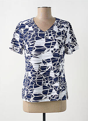 Tricou imprimeu fantezie mâneci scurte albastru GEVANA femeie