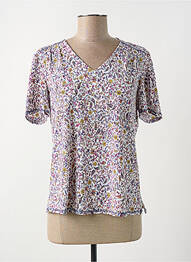 Tricou guler în v mâneci scurte violet GEVANA femme