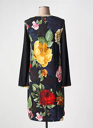 Rochie midi imprimeu floral mâneci lungi negru CHERIE LINE femeie