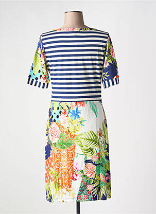 Rochie midi imprimeu floral mâneci scurte albastru OLIVIER PHILIPS femeie