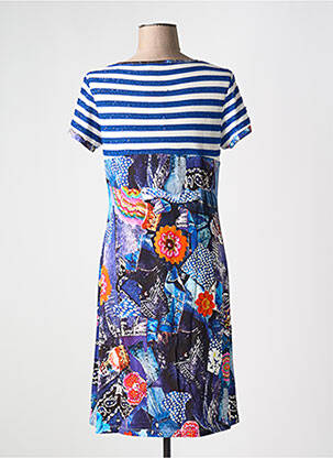 Rochie midi imprimeu floral mâneci scurte albastru OLIVIER PHILIPS femeie