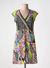 Rochie midi imprimeu fantezie mâneci scurte negru OLIVIER PHILIPS femeie