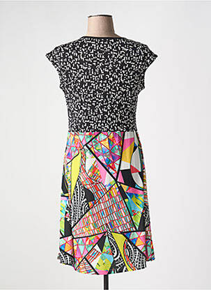 Rochie midi imprimeu fantezie mâneci scurte negru OLIVIER PHILIPS femeie
