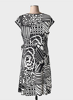 Rochie midi imprimeu fantezie mâneci scurte negru OLIVIER PHILIPS femeie
