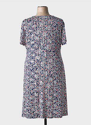 Rochie midi imprimeu floral mâneci scurte albastru GEVANA femeie