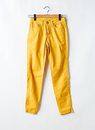 Pantalon slim țesătură poplin mărime normală galben DENIM STUDIO femeie