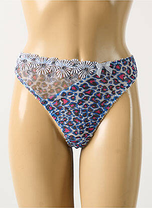 Tanga efect material satinat albastru FREYA femme