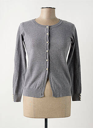 Vestă cu mâneci lungi guler rotund gri CASHMERE COMPANY femeie