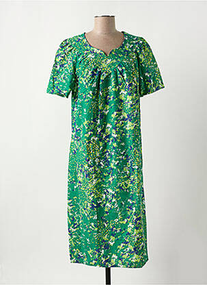 Rochie midi imprimeu fantezie mâneci scurte verde DAMART femeie