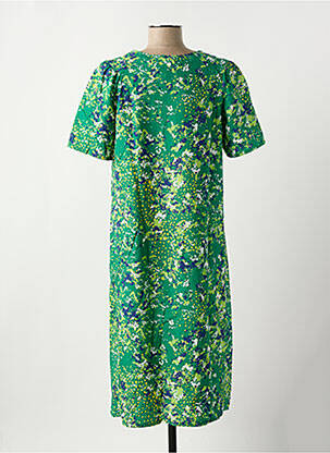 Rochie midi imprimeu fantezie mâneci scurte verde DAMART femeie