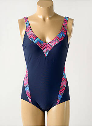 Costum de baie dintr-o singură piesă efect material satinat top triunghiuri albastru DAMART femeie