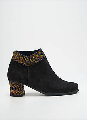 Botine/ghete țesătură satinată toc de 4 la 6 cm negru HIRICA femeie