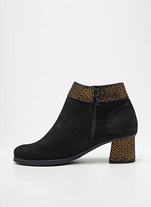 Botine/ghete țesătură satinată toc de 4 la 6 cm negru HIRICA femeie