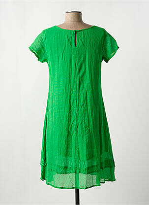 Rochie midi țesătură crep mâneci scurte verde ORIENTIQUE NATURALLY femeie