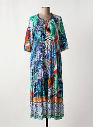 Rochie lungă imprimeu fantezie mâneci scurte albastru ORIENTIQUE NATURALLY femme