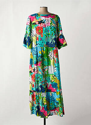 Rochie midi mâneci 3/4 mâneci 3/4 verde ORIENTIQUE NATURALLY femeie