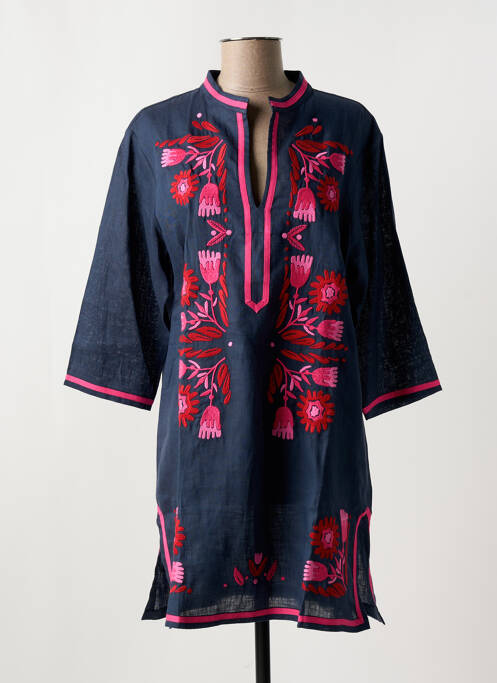 Tunică mâneci lungi țesătură crep albastru VILAGALLO femme