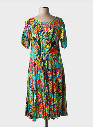 Rochie midi croială fluidă mâneci scurte verde ORIENTIQUE NATURALLY femeie