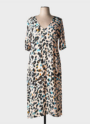 Rochie midi țesătură crep mâneci scurte roz ORTO BOTANICO femme