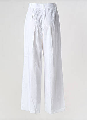 Pantalon larg țesătură poplin talie înaltă alb EMME M femeie