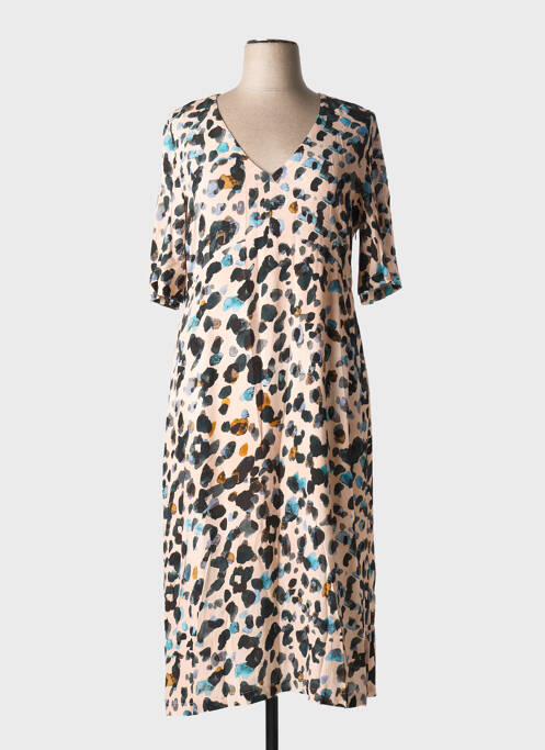 Rochie midi țesătură crep mâneci scurte roz ORTO BOTANICO femme