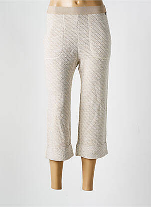 Pantalon trei sferturi talie elastică bej DEVERNOIS femeie