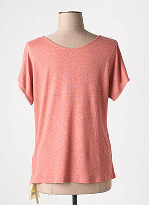 Tricou guler în v mâneci scurte portocaliu NICE THINGS femeie