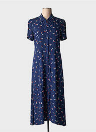 Rochie midi imprimeu fantezie mâneci scurte albastru NICE THINGS femeie