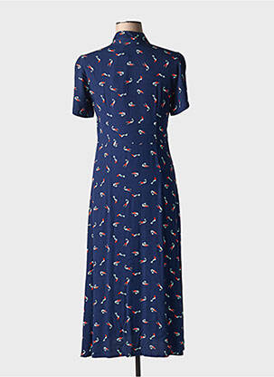 Rochie midi imprimeu fantezie mâneci scurte albastru NICE THINGS femeie