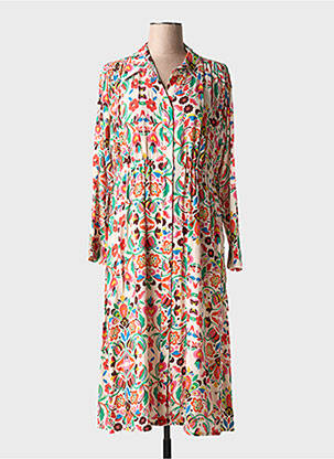 Rochie midi imprimeu fantezie mâneci lungi roz MÊME ROAD femeie