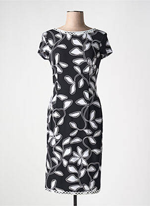 Rochie midi imprimeu fantezie mâneci scurte negru JOSEPH RIBKOFF femeie