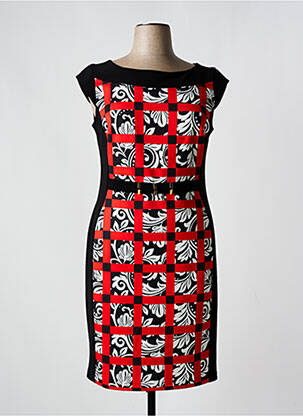 Rochie midi imprimeu fantezie mâneci scurte negru JOSEPH RIBKOFF femeie