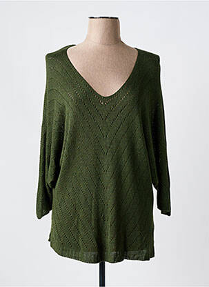 Pulover croială dreaptă mâneci lungi verde CREAM femeie