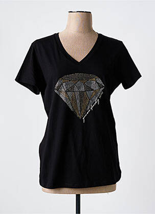 Tricou serigrafie cu strasuri mâneci scurte negru LIU JO femeie