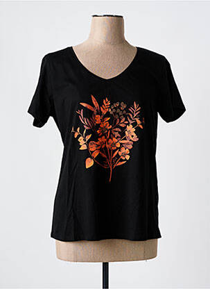 Tricou guler în v mâneci scurte negru CREAM femeie