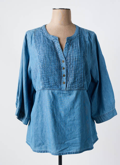 Tunică mâneci lungi închidere cu nasturi pe față albastru CREAM femme