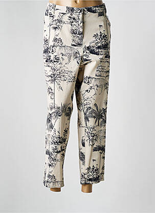 Pantalon 7/8 talie cu cleme mărime normală bej FABER femeie