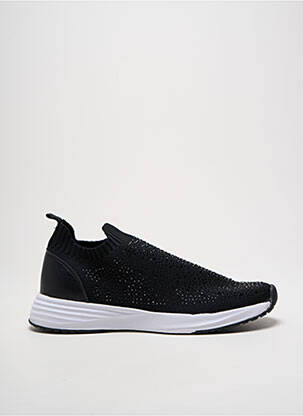 Adidași țesătură satinată toc de 4 la 6 cm negru GEMO femeie